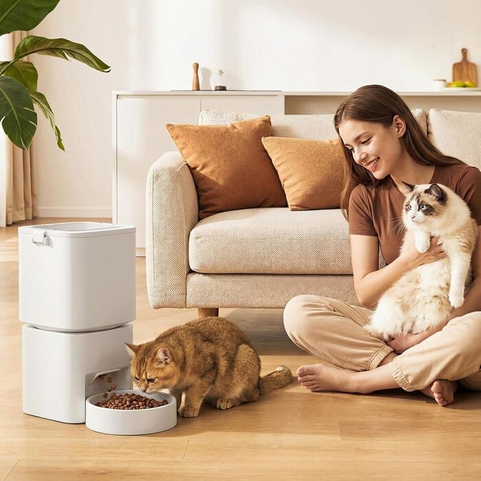 Автоматичний годівниця для котів та собак 5L з Wi-Fi, керування через додаток, 1-10 прийомів їжі на день