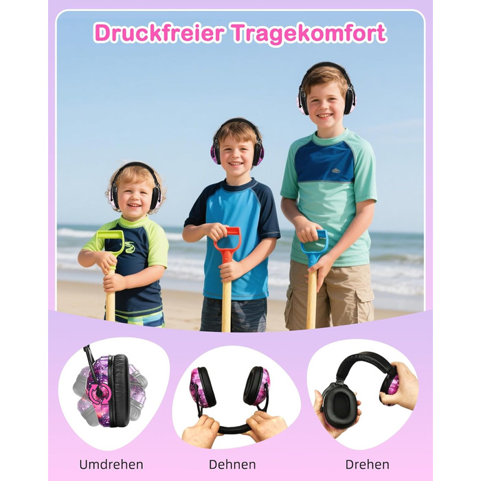 Навушники для захисту від шуму ZOHAN 030 для дітей 3-18 років (для аутизму), універсальний розмір, галактика+єдиноріг