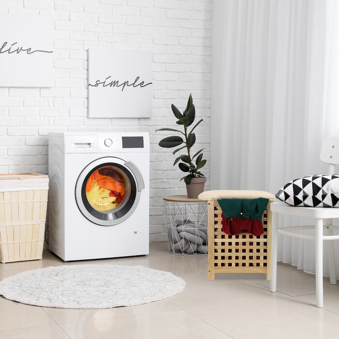 Relaxdays Laundry Basket with Seat Walnut