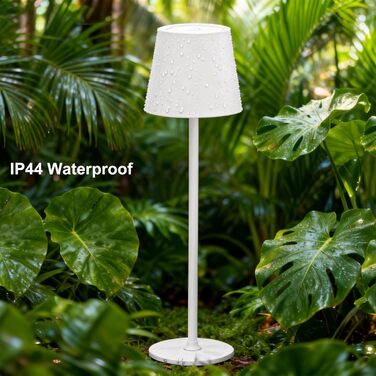 Настільна LED лампа DEELUX акумуляторна, димована, бездротова, з USB-C, 3 режими кольору (2700K/3600K/5000K), водонепроникна IP44, бежева