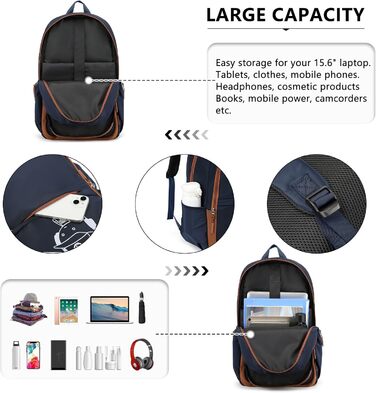 KONO Рюкзак для школи 3-в-1: рюкзак, сумка через плече, пенал. Підходить для ноутбука 15.6