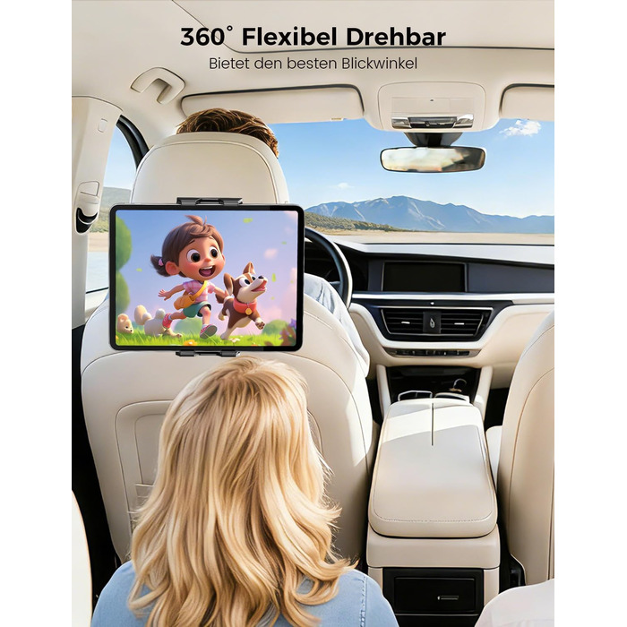 Тримач для планшета в авто OHLPRO: кріплення на підголівник, шарнірний кронштейн, сумісний з iPad, телефонами, Switch, Samsung (5-13 дюймів)