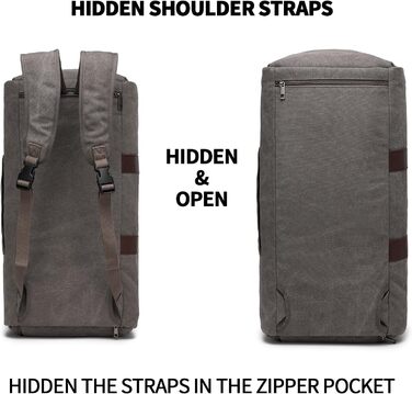 Portable Garment Bag, Men's Suit Bag for Business Travel, Large Leather Travel Bag with Shoe Compartment (Gray Backpack)