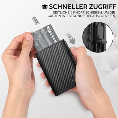 Чоловічий гаманець TENBST: тонкий, з відділенням для монет та RFID-захистом. Карна картхолдер, міні-портмоне, чорний карбон. Ідеальний подарунок.