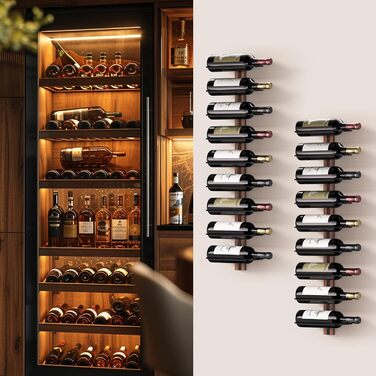 B4Life Wine Rack, Bottle Rack, Wall Wine Rack for 9 Wine Bottles, Wooden and Metal Wall Wine Rack, Black Hanging Wine Bottle Shelves