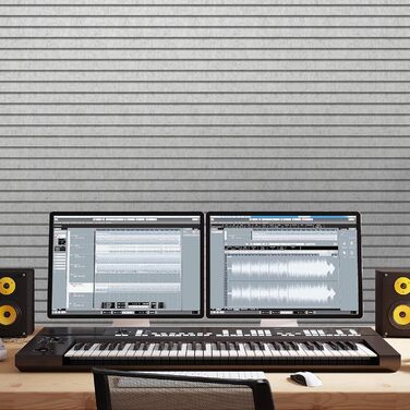 Акустичні панелі TONOR самоклеючі для звукоізоляції 120x60x1.9 см, шумопоглинаючі панелі для студії, офісу та дому, сірі (8 шт)