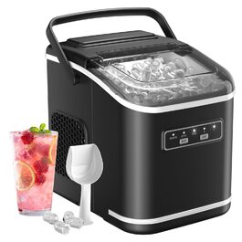 Льодогенератор Acmeenjoy Ice Maker – 12 кг/24 год, швидке виробництво (9 кубиків за 6-8 хв), самоочищення, для дому, офісу, бару, чорний