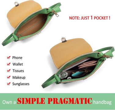 Сумка жіноча через плече Kleine Umhängetasche, екошкіра, зелений (трава) з замком