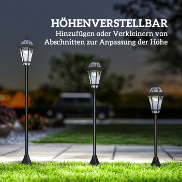 Outsunny Solar Lantern Set of 2, Weatherproof Pathway Lights, 51 inches (129 cm) Tall, with LED, 6-Hour Lighting, IP44, Solar Lamp for Outdoor Use, Black