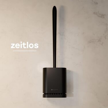 Силіконова щітка для унітазу SAVEGA з кришкою – плоска та гнучка – щітка для унітазу з кріпленням на стіну без свердління – антибактеріальна щітка для унітазу (білий) (чорний)