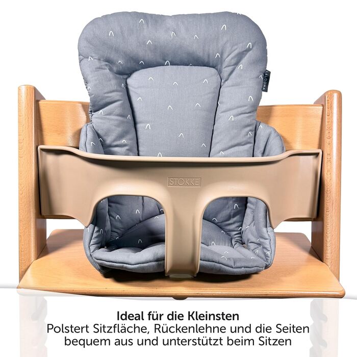 Зменшувач сидіння LaLoona для стільчика Stokke Tripp Trapp, м'яка дитяча подушка з бавовни, OEKO-TEX, машинне прання, сірий з візерунком