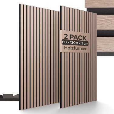 Акустичні настінні панелі Arebos 10x60 см, ламелі в стилі дерева для стін та стелі, шумопоглинаючі декоративні панелі (Темний дуб, 2 шт.)