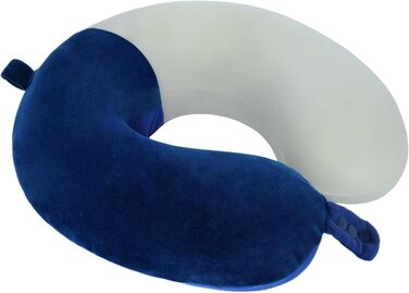 Подушка для шиї з піною з пам'яті, зручна та легка, ідеальна для сну в літаку, автомобілі, поїзді, автобусі та вдома, з чохлом для зберігання (Блакитна)
