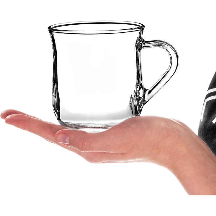 Набір склянок KADAX для чаю та кави (6 шт., 320 мл) - скляні чашки з ручкою для гарячих та холодних напоїв