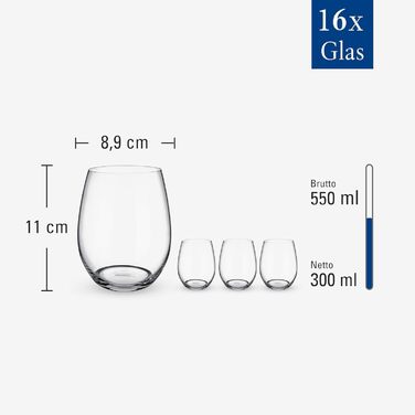 Набір склянок для води Villeroy & Boch Entree 4 шт, 250 мл, кришталь, для десертів, смузі, соку, можна мити в посудомийній машині