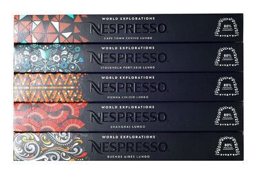 Набір кави Nespresso World Explorations: Envivo, Fortissio, Linizio, Shanghai, Buenos Aires Lungo, 50 капсул