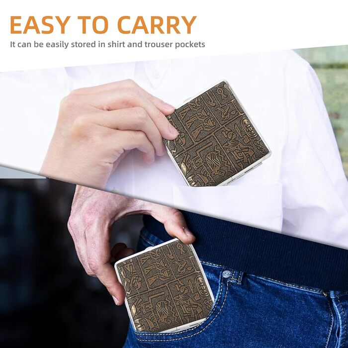 Металеве екіпен для сигарет на 20 штук з гумкою, 10*10*2 см - подарунок для чоловіків та жінок