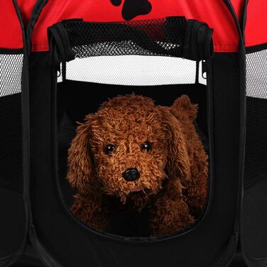 Клітка-загон для тварин, 8-панельна сітка, портативна огорожа для собак/кішок/кроликів, 68x45 см (Червона)