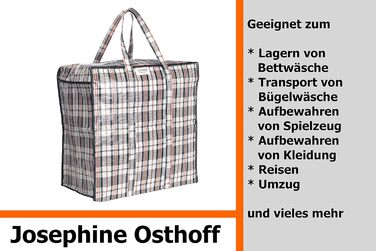 Josephine Osthoff Unisex Heavy-Duty Waterproof Storage Bags, Durable & Versatile, with Zipper for Moving & Shopping, 75L Capacity, Up to 20 kg Load Capacity, Black, Pack of 9