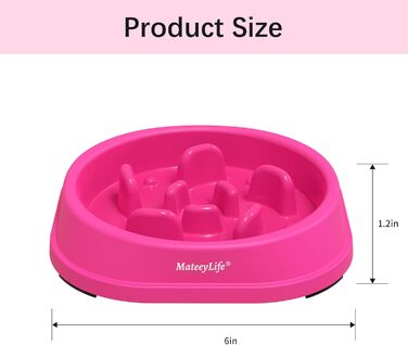 Набір мисок для собак MateeyLife (2 шт) – повільний годівник, антиковзаючі миски для собак середніх та великих порід (рожевий, маленький)