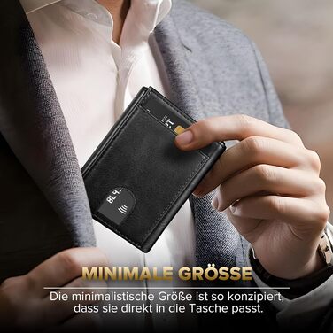 Чоловічий гаманець UNOSEKS: RFID захист, картхолдер, гаманець для монет, slim дизайн (шкіра, карбон, чорний)