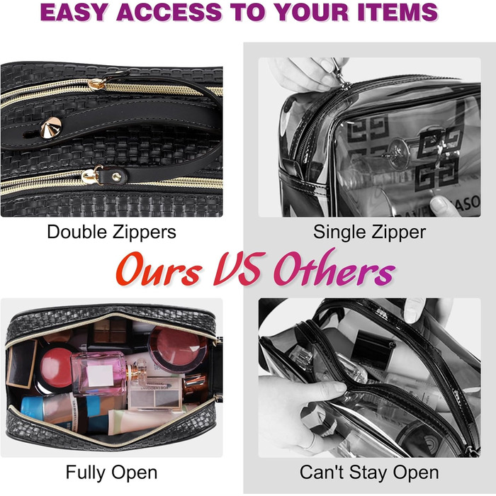 Косметичка NUBILY для подорожей: 2 шт. водовідштовхуваних культбагелів на блискавці (чорний)