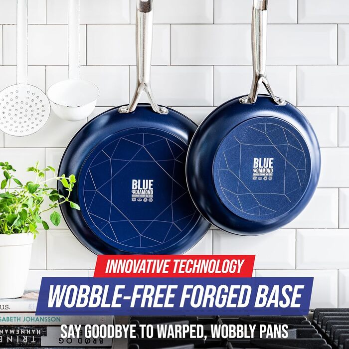 Набір сковорідок Blue Diamond Cookware Diamant, 2 шт. (24 см та 28 см), керамічне антипригарне покриття, без PFAS, для всіх плит (включно з індукцією), можна мити в посудомийній машині, термостійкий