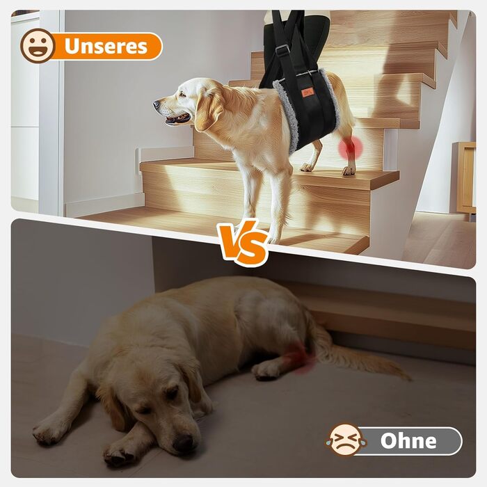 Регульована переносна допомога для собак, переносна лямка для реабілітації, поранених, травмованих або літніх собак - шлейка для собак як засіб допомоги при ходьбі для маленьких і великих собак, сірий колір, XL