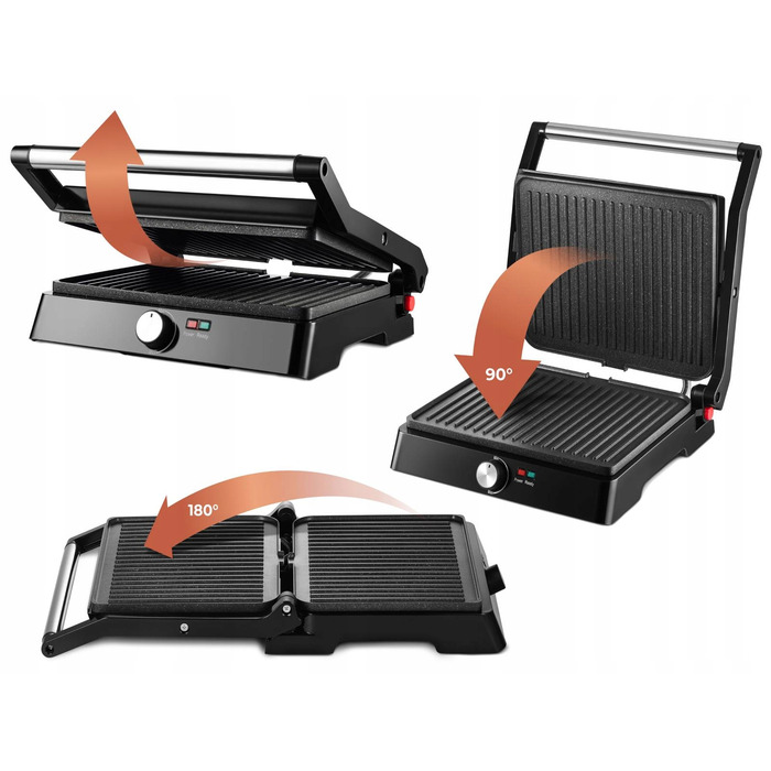 Електричний розкладний гриль Mozano Grill Chef, чорний, 2200 Вт, великий