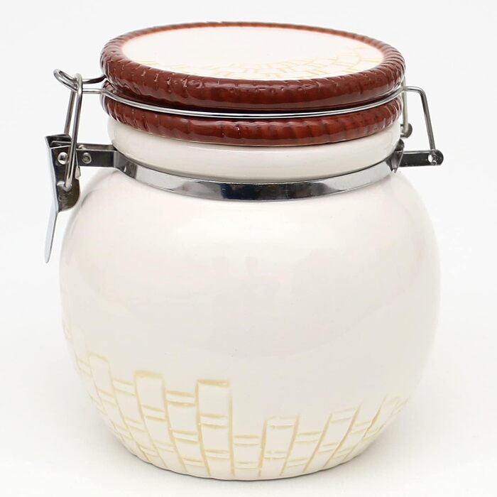 Aromadose/Cookie Jar/Storage Box with Strawberry Relief, size approx. 12.5 x 11.5 x 12.5 cm