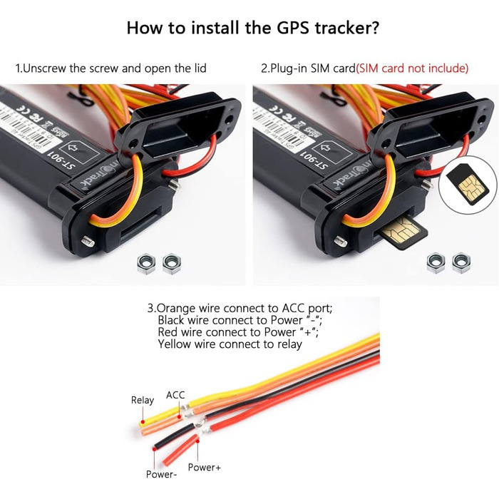 GPS-трекер SINOTRACK ST-901L 4G для авто, мото, вантажівок, водонепроникний, з антикрадіжним сигналом, підтримка iOS, Android, веб