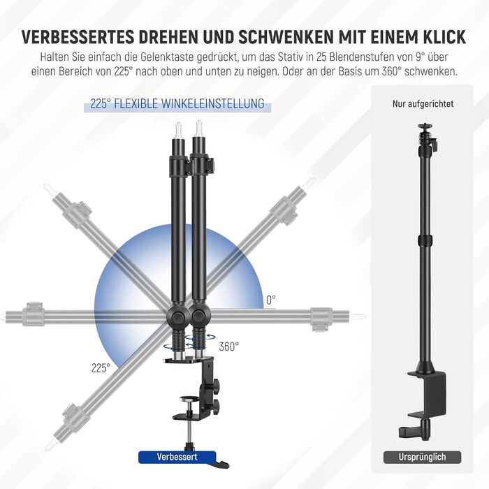 Тримач для камери NEEWER TL283 (ST-DB3560) – штатив для столу, мікрофонний важіль, підставка для DSLR, веб-камери, телефону, Ring Light