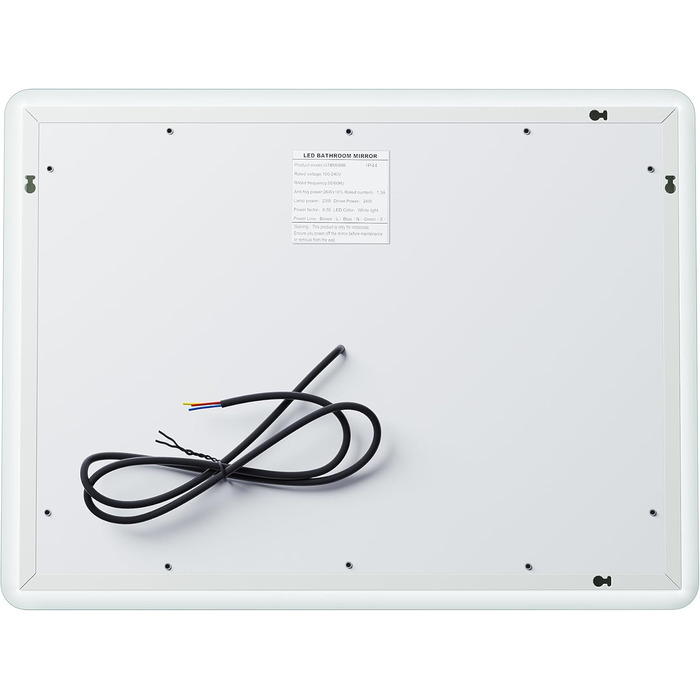 Дзеркало для ванної кімнати SONNI з LED-підсвічуванням, 100 x 60 см, протизапітніння, IP44, сенсорний вимикач, холодне/нейтральне/тепле біле світло, білий
