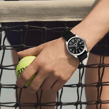 Годинники чоловічі кварцові LN LENQIN з датою, водонепроникні (30м), з ремінком з нейлону, полеві годинники для чоловіків, легкий читання (сріблясті)