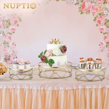NUPTIO Тортниця кругла: металева підставка для тортів та тістечок 30 см з акриловою платформою для весілля, дня народження, дитячого свята, декорування