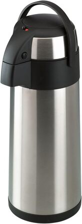 axentia Airpot in Silver, Stainless Steel Pump Dispenser, Capacity: approx. 5 L, 19 x 19 x 45 cm
