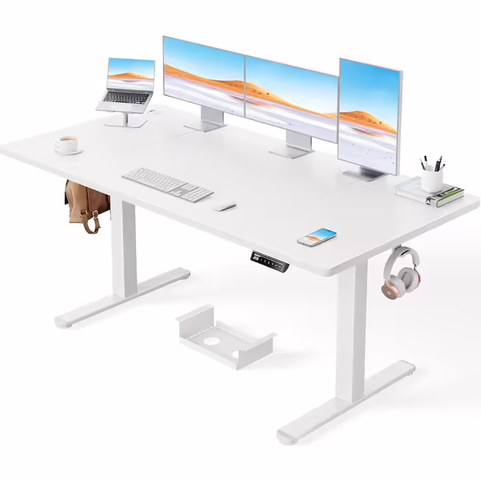 ErGear Height Adjustable Desk - 160 x 80cm, 220 lbs Load Capacity Electric Desk with Advanced Brushless Motor, Quiet Operation, Robust Metal Frame 160 x 80 cm White