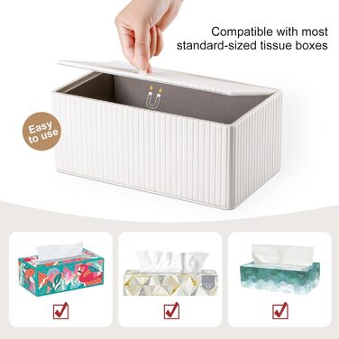 Коробка для серветок KingFOM з PU шкіри, біла, прямокутна – для вітальні, ванної кімнати та офісу