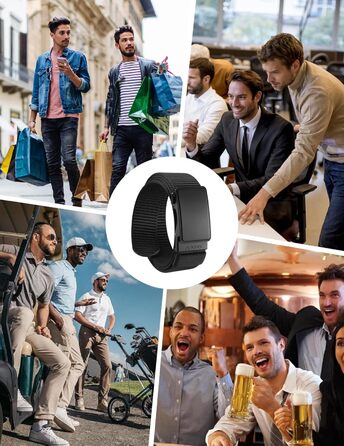 Чоловічий шкіряний ремінь JUKMO з автоматичною застібкою, нейлон 3,8 см, розмір M (91-105 см), чорний