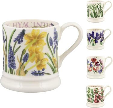 Emma Bridgewater 1/2 Pint Ceramic Coffee Mug Large Stoneware, Cappuccino, Latte, Coffee, Teacup Beautiful Mugs, Birthday Gift Coffee Mug a-Tete & Grape Hyacinth, Ceramic