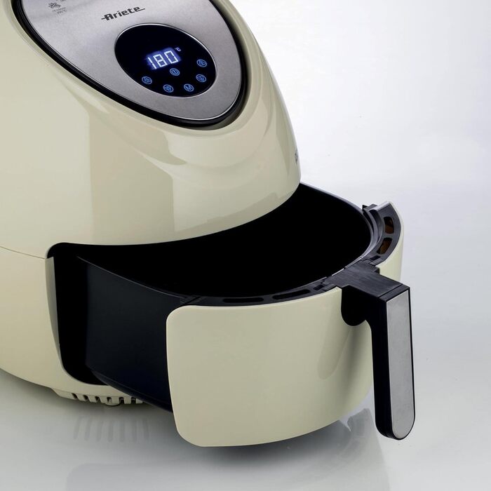 Ariete Air Fryer XXL 4618, Hot Air Fryer 7 Liter, 60-Minute Timer, LCD and Touchscreen with 7 Cooking Levels, Maximum Temperature 200° C, Capacity 2.5Kg, 1800W, Beige