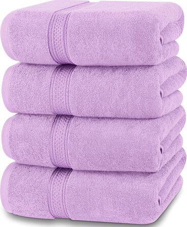Рушники для ванни Utopia Towels, набір 4 шт, лаванда, 100% бавовна, 600 г/м², швидковисихаючі, м'які, дуже вбираючі, для щоденного використання