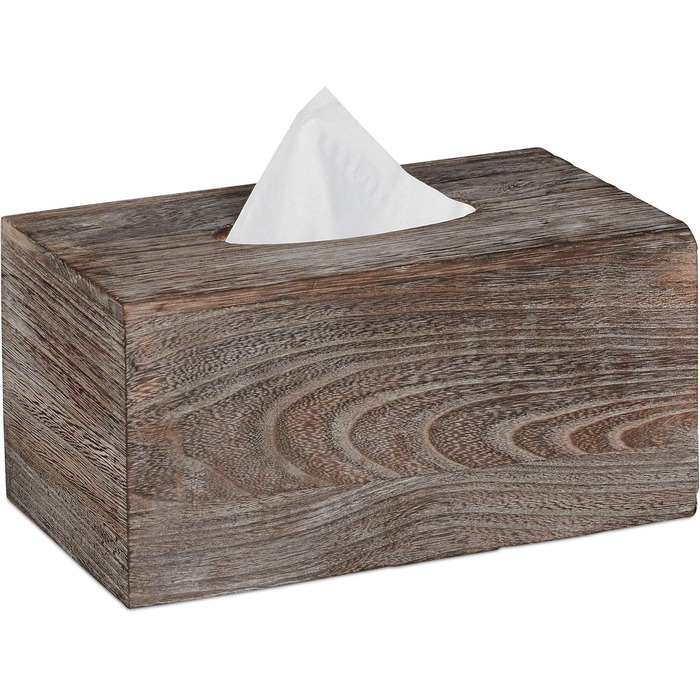 Relaxdays Tissue Box Shabby, Tissue Box with Sliding Cover, Tissue Box for Facial Tissues, HBT: 13x26.5x14.5cm, brown