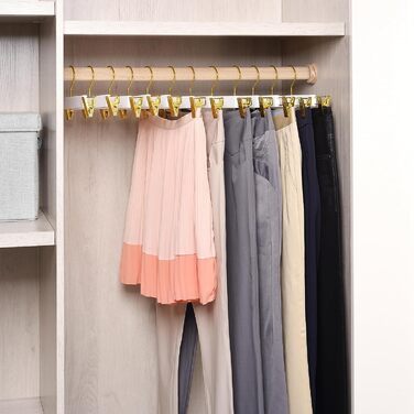 Дерев'яні вішалки для одягу Amber Home, 10 шт., 36 см, білі. Міцні, з антиковзними кліпсами та поворотним гачком. Підходять для штанів, шортів, спідниць, шкарпеток та нижньої білизни.