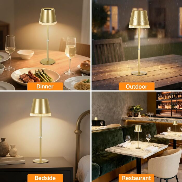 Світлодіодна настільна лампа OUTON бездротова з акумулятором, USB-C, 4000mAh, 3 режими світла, димер, сенсорне управління, зелена (набір 2 шт.)