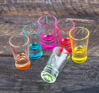 BigDean 48x Shot Glasses 2cl - Glass Shot Glasses - Colored Shot Glasses for Schnapps such as Tequila, Vodka, Ouzo, Sambuca, Liqueur - Shot glasses, Pinnchen
