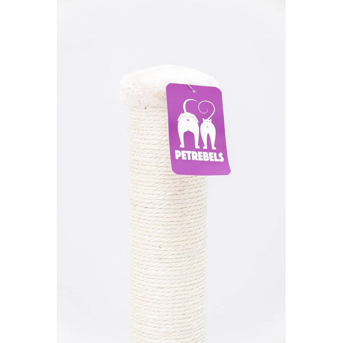 Petrebels Premium Quality Scratching Post Maine, 90 cm High, with Extra Stable Base Plate and Natural Sisal Post, 40 x 40 x 90 cm, Cream/Beige Color