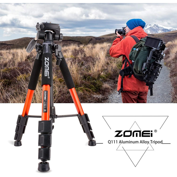 Штатив ZOMEI Q111 для камери та смартфона, алюмінієвий, 47-140 см (Orange)