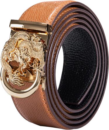 Чоловічий шкіряний ремінь Barry.Wang чорного кольору з автоматичною пряжкою (3 позиції), регульований бізнес-пояс, довжина 130 см, у подарунковій коробці