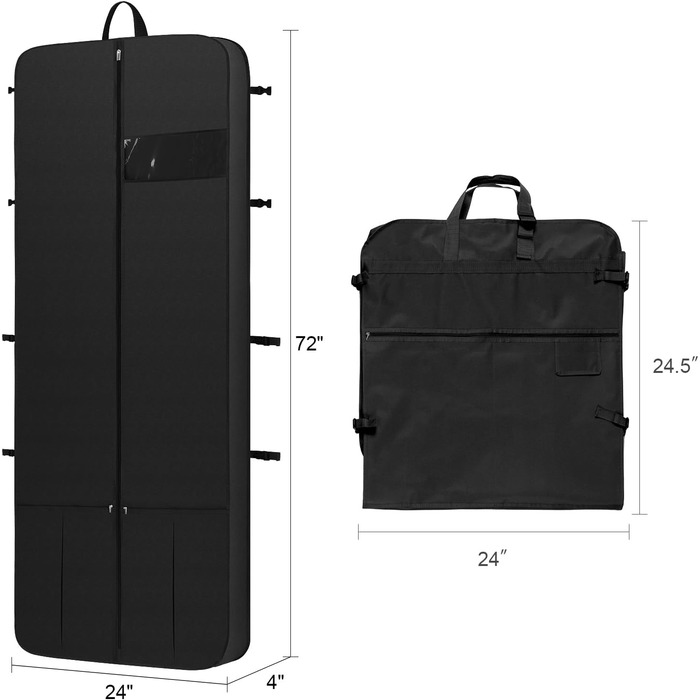 Univivi Garment Bag Long 182cm, Bridal Gown Garment Bag with Shoe Compartment, Garment Bags with 4 Zipper Pockets, Foldable Waterproof Garment Bag Travel for Evening Dresses - Beige (182cm / Black Includes 1 Accessory Pouch)